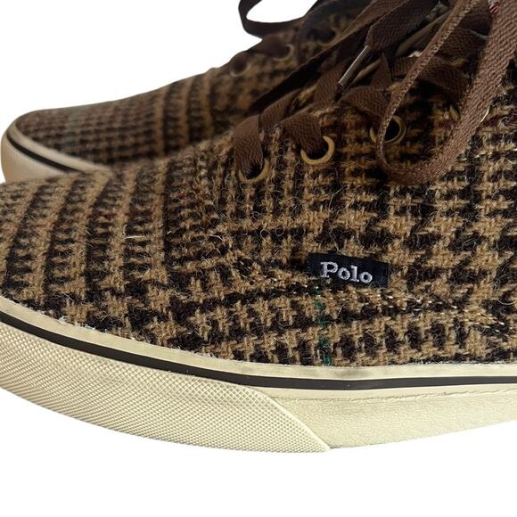 POLO RALPH LAUREN Keaton Harris Tweed Sneaker In Glen Plaid Size 14 - Picture 7 of 16